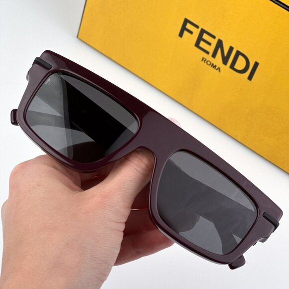 Fendi FE40091U FENDIGRAPHY 69A BRAND NEW Sunglassses Bordeaux Grey Unisex Square - Picture 1 of 11